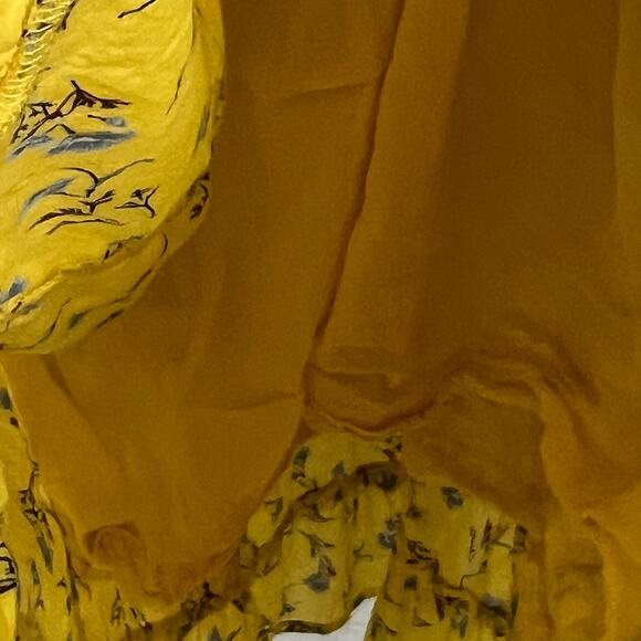 Happy X Nature By Kate Hudson Dress Size Large Ditsy Mini Floral Ruffle Yellow - Picture 10 of 16